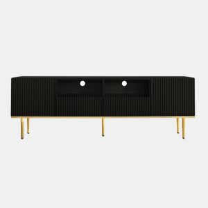 Móvel de TV 165cm de painel de partÃculas com 2 portas e 2 gavetas,preto