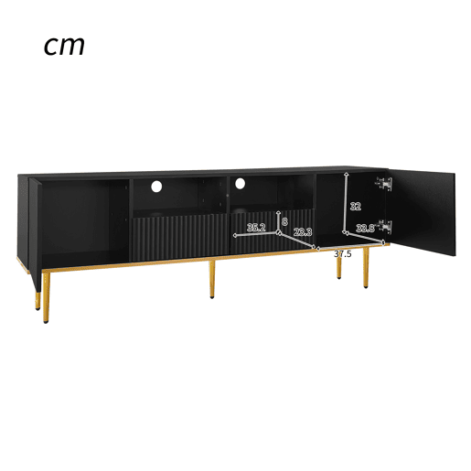 Móvel de TV 165cm de painel de partículas com 2 portas e 2 gavetas,preto