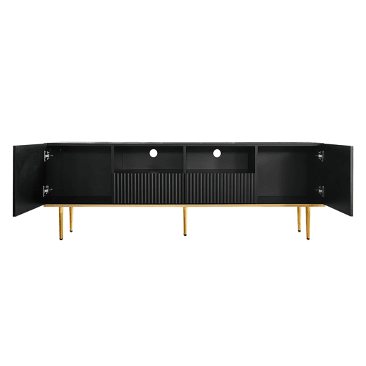 Móvel de TV 165cm de painel de partículas com 2 portas e 2 gavetas,preto