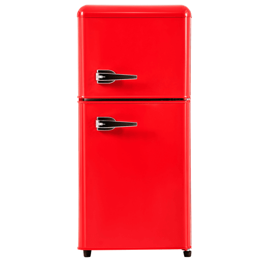 Frigorífico mini retro 88,8cm 60L de ferro e plástico com 2 portas e luz led,vermelho