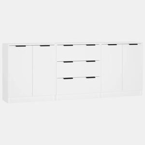 VidaXL 3 pcs aparadores derivados de madeira branco