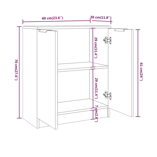 VidaXL 3 pcs aparadores derivados de madeira branco