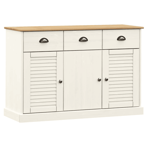 vidaXL Aparador com gavetas VIGO 113x40x75 cm pinho maciço branco vidaXL Aparador com gavetas VIGO 113x40x75 cm pinho maciço branco