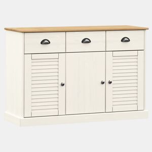 vidaXL Aparador com gavetas VIGO 113x40x75 cm pinho maciço branco