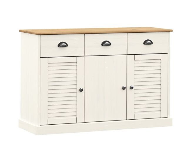 Vidaxl aparador con cajones vigo madera maciza pino blanco 113x40x75cm