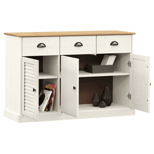 vidaXL Aparador com gavetas VIGO 113x40x75 cm pinho maciço branco vidaXL Aparador com gavetas VIGO 113x40x75 cm pinho maciço branco