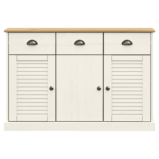 vidaXL Aparador com gavetas VIGO 113x40x75 cm pinho maciço branco vidaXL Aparador com gavetas VIGO 113x40x75 cm pinho maciço branco