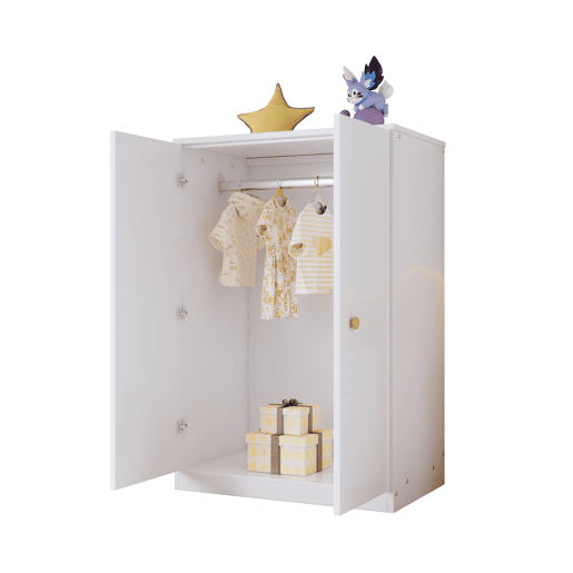 Roupeiro de MDF com barra de cabides e 2 portas de abrir,branco