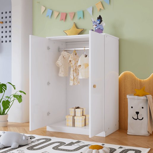 Roupeiro de MDF com barra de cabides e 2 portas de abrir,branco