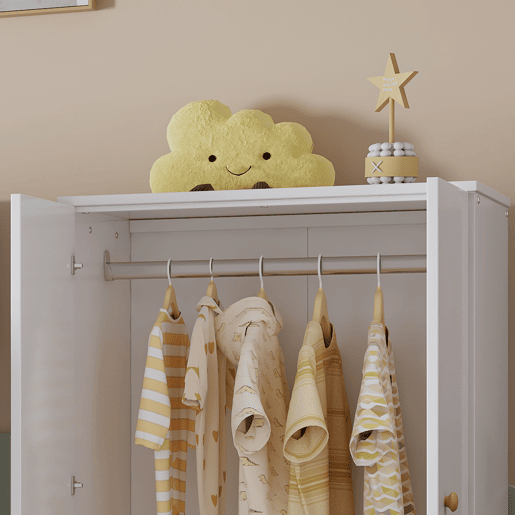 Roupeiro de MDF com barra de cabides e 2 portas de abrir,branco