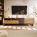 Mueble TV de mdf con 2 puertas y 2 cajones Mueble TV de mdf con 2 puertas y 2 cajones Negro/ Madera