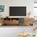 Mueble TV de mdf con 2 puertas y 2 cajones Mueble TV de mdf con 2 puertas y 2 cajones Negro/ Madera