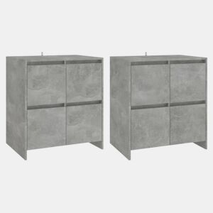vidaXL Aparadores 2 pcs 70x41x75 cm aglomerado cinzento cimento