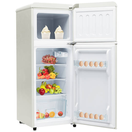 Frigorífico mini retro 105,5cm 92L de plástico com 2 portas e luz led,branco