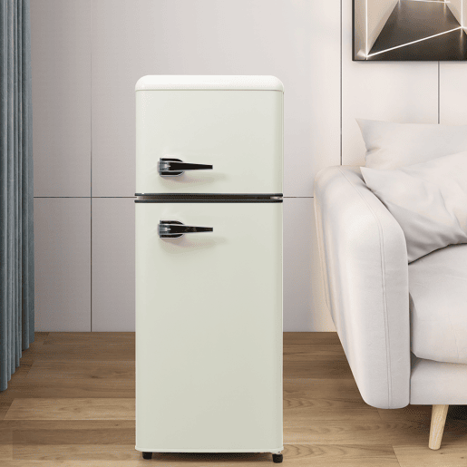 Frigorífico mini retro 105,5cm 92L de plástico com 2 portas e luz led,branco
