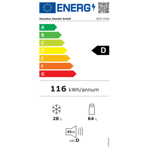 Frigorífico mini retro 105,5cm 92L de plástico com 2 portas e luz led,branco