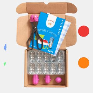 Kit básico La Croquetera + Pacote de utensílios multiuso em cor aleatória - 4 formas de massa intercambiáveis u200Bu200B+ Pacote de 10 bandejas de armazenamento + livreto c