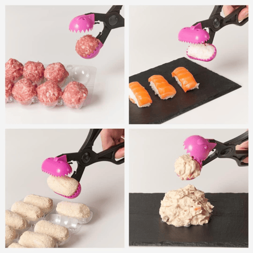 Kit básico La Croquetera + Pacote de utensílios multiuso em cor aleatória - 4 formas de massa intercambiáveis u200Bu200B+ Pacote de 10 bandejas de armazenamento + livreto c