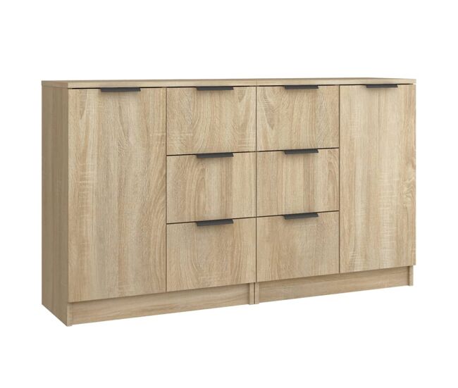 Vidaxl aparadores 2 uds madera contrachapada roble sonoma 60x30x70 cm