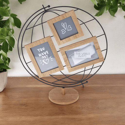 Moldura para fotos Well Home Globe Design para 3 fotos