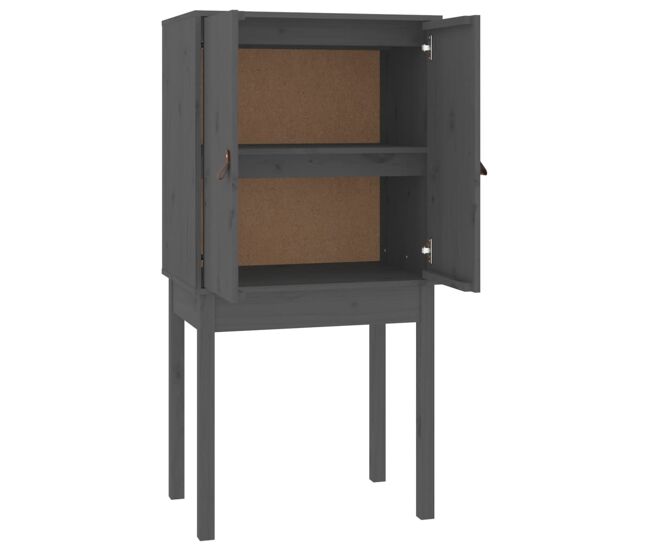 Vidaxl aparador alto madera maciza de pino gris 60x40x120 cm