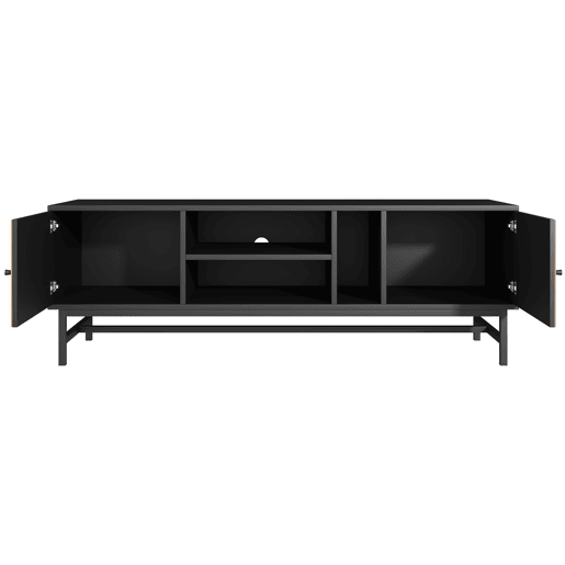 Móvel de TV 150cm de painel de partículas com 2 portas,preto+madeira