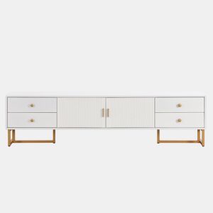 Móvel de TV 175cm de mdf com 2 portas e 4 gavetas,branco