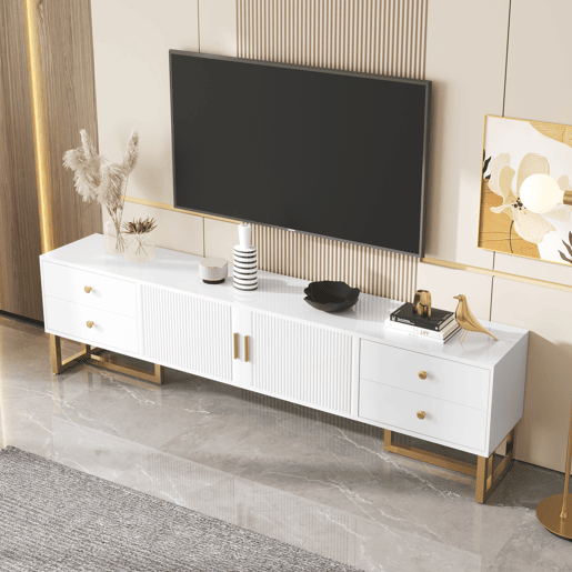 Móvel de TV 175cm de mdf com 2 portas e 4 gavetas,branco