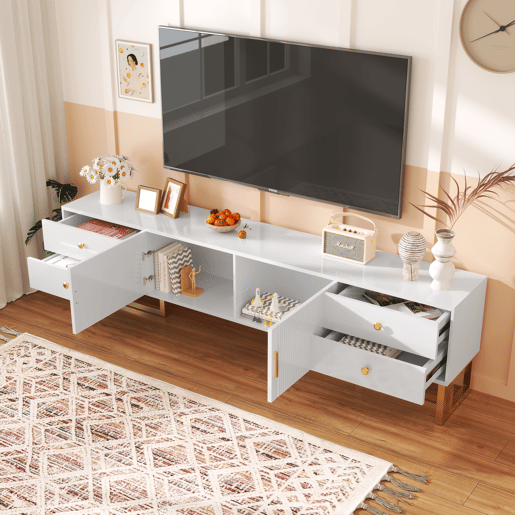 Móvel de TV 175cm de mdf com 2 portas e 4 gavetas,branco