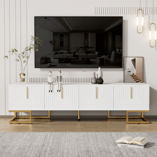 Móvel de TV 170cm de painel de partículas com 4 portas,branco