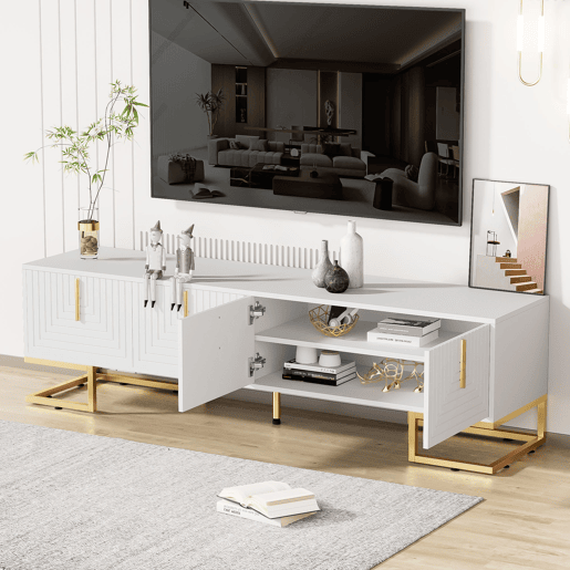 Móvel de TV 170cm de painel de partículas com 4 portas,branco