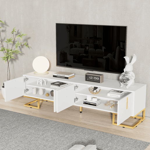 Móvel de TV 170cm de painel de partículas com 4 portas,branco
