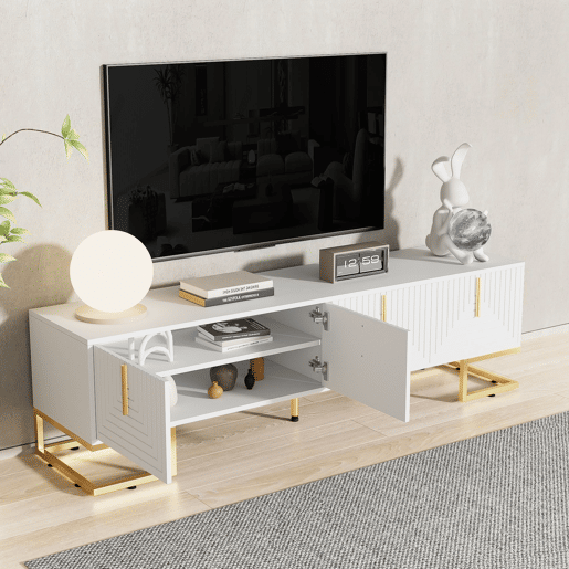 Móvel de TV 170cm de painel de partículas com 4 portas,branco