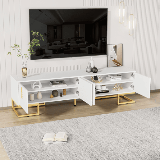 Móvel de TV 170cm de painel de partículas com 4 portas,branco