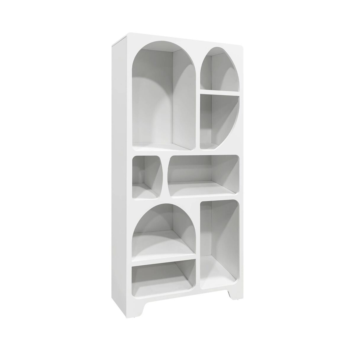 Estantería orgánica de efecto madera con 8 compartimentos blanco - 80x35x180 cm