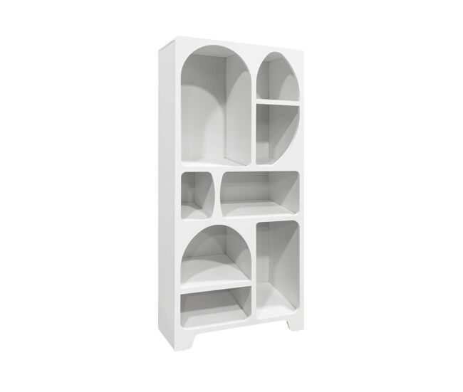 Estantería orgánica de efecto madera con 8 compartimentos blanco - 80x35x180 cm