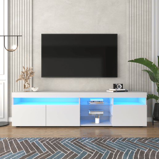 Móvel de TV 180cm de mdf com 3 portas e luz led,branco Móvel de TV 180cm de mdf com 3 portas e luz led,branco