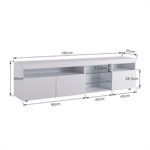 Móvel de TV 180cm de mdf com 3 portas e luz led,branco Móvel de TV 180cm de mdf com 3 portas e luz led,branco