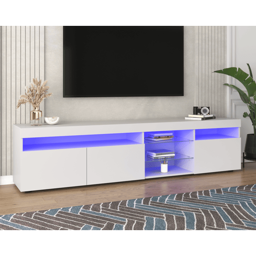 Móvel de TV 180cm de mdf com 3 portas e luz led,branco Móvel de TV 180cm de mdf com 3 portas e luz led,branco