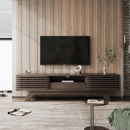 Móvel de TV 150cm de painel de partículas com 2 portas e 1 gaveta,natural