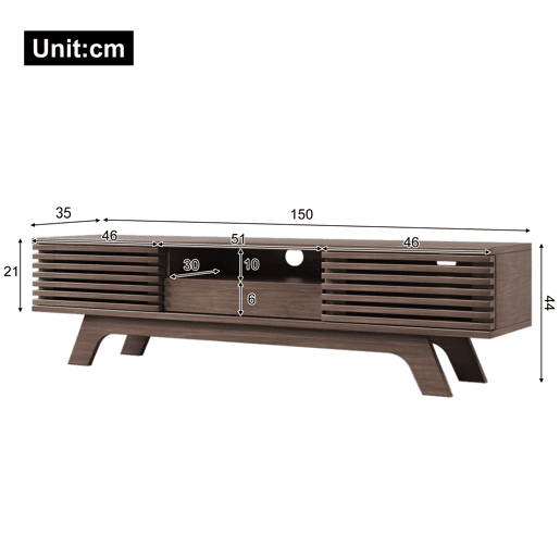 Móvel de TV 150cm de painel de partículas com 2 portas e 1 gaveta,natural