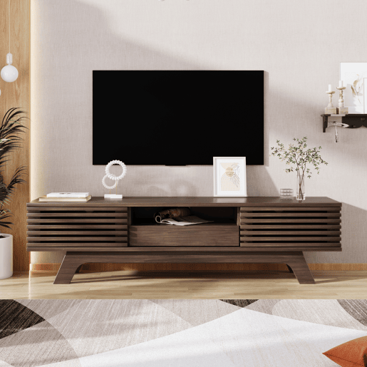 Móvel de TV 150cm de painel de partículas com 2 portas e 1 gaveta,natural