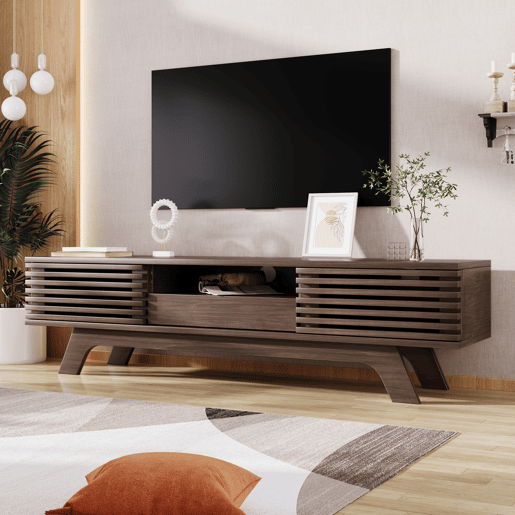 Móvel de TV 150cm de painel de partículas com 2 portas e 1 gaveta,natural