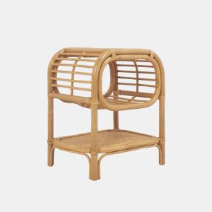 Mesa de cabeceira rotim natural curvado, 1 prateleira, Serang, Natural, 40x30x50 cm