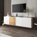 Mueble TV de mdf con 3 puertas y 3 cajones Mueble TV de mdf con 3 puertas y 3 cajones Blanco/ Madera