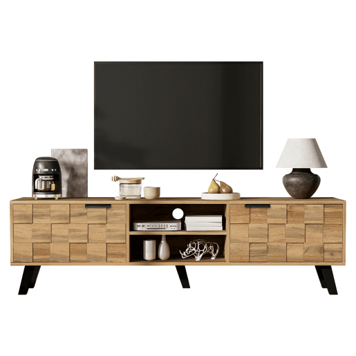 Móvel de TV 160,5cm de painel de partículas com 2 portas,natural