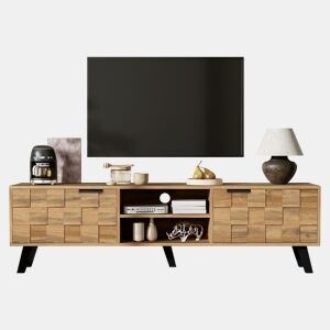 Móvel de TV 160,5cm de painel de partículas com 2 portas,natural