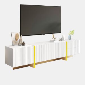 Móvel de TV 190cm de mdf e painel de partículas com 3 portas e 2 gavetas,branco