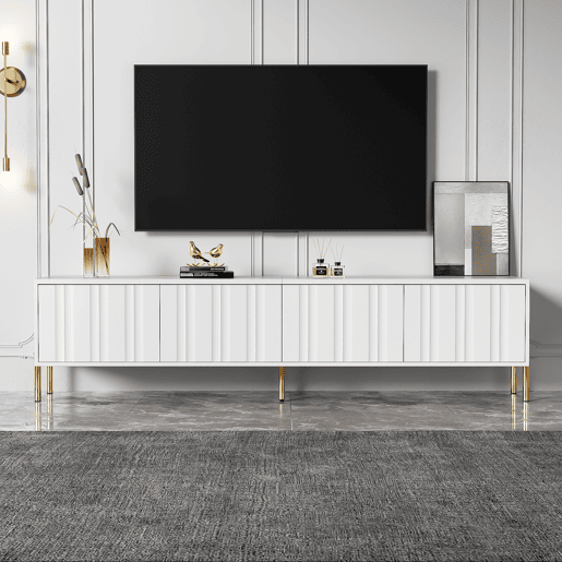 Móvel de TV 190cm de mdf e painel de partículas com 4 portas,branco