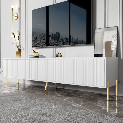 Móvel de TV 190cm de mdf e painel de partículas com 4 portas,branco